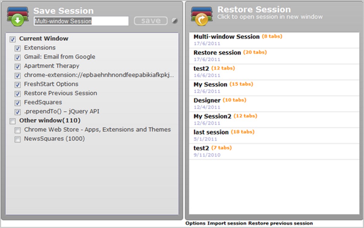 FreshStart - Cross Browser Session Manager