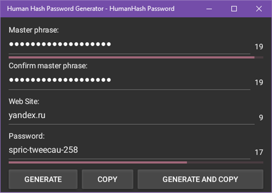 Human Hash Password Generator screenshot 2