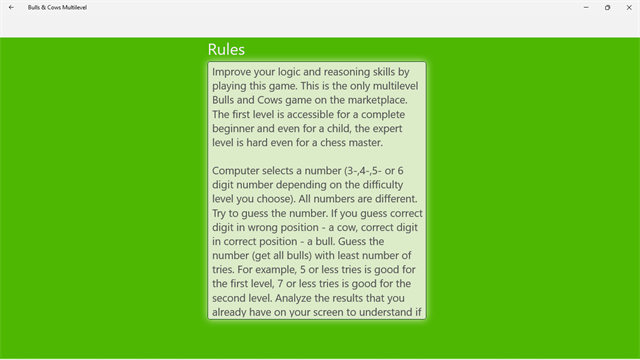 Bulls & Cows Multilevel screenshot 1