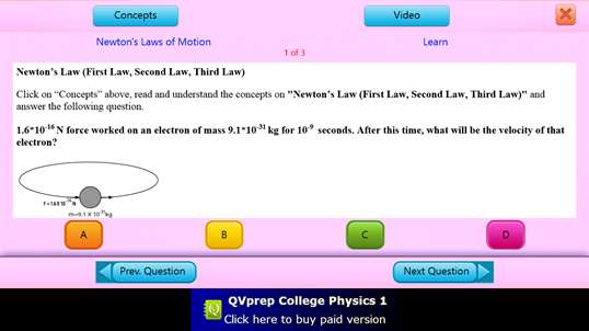 QVprep Lite College Physics Volume 1 screenshot 4