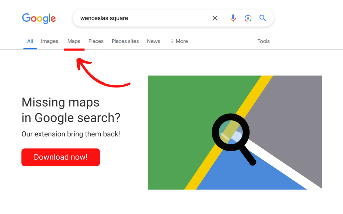 Maps Button for Google Search