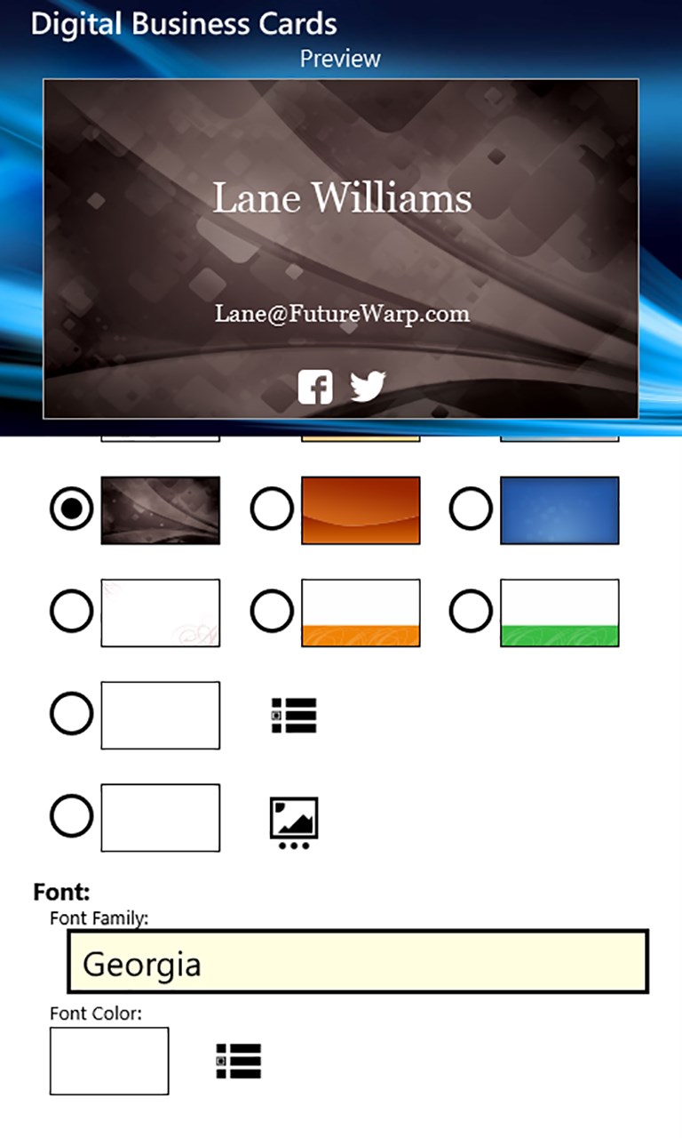 Digital Business Cards for Windows 10