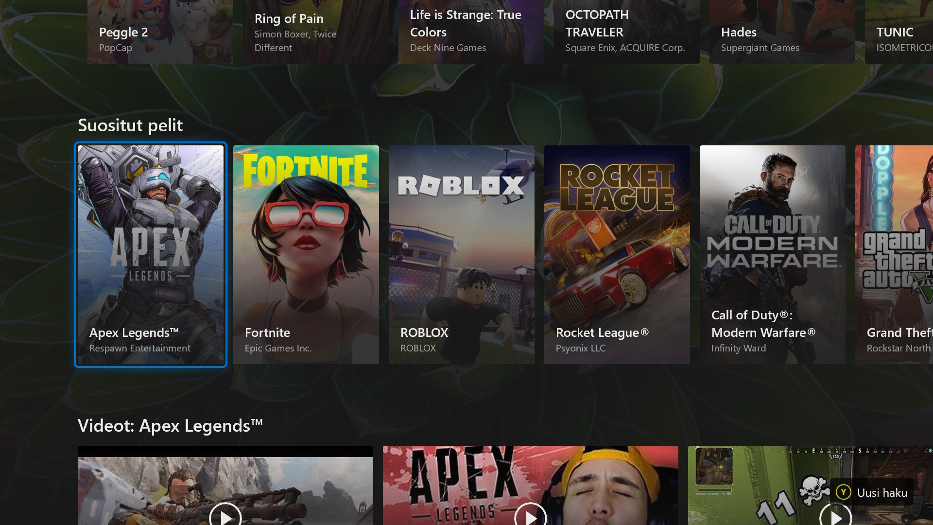 Löydä suosittuja pelejä, videoita ja alkuperäistä sisältöä