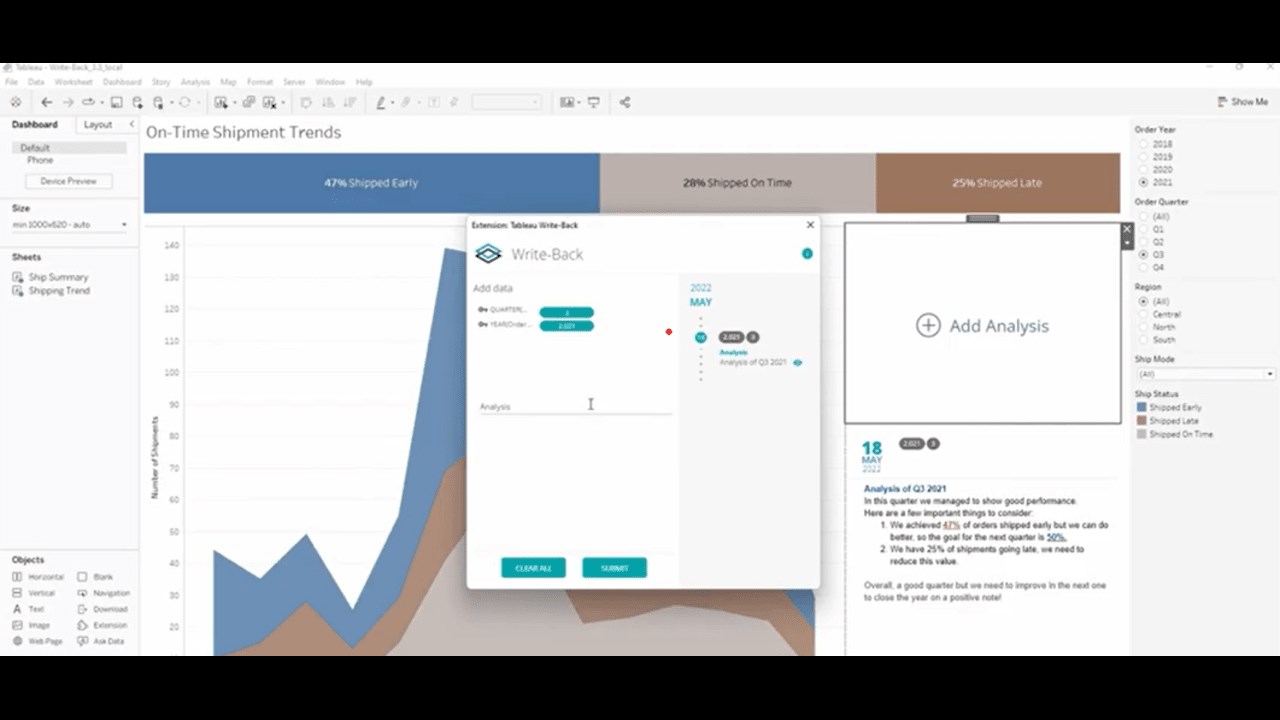 Snapshot 1 of Write-Back Cloud for Tableau