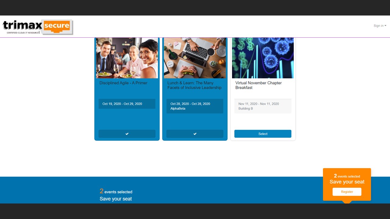 Snapshot 4 of D365 Events Management Portal: 4 Wk Implementation