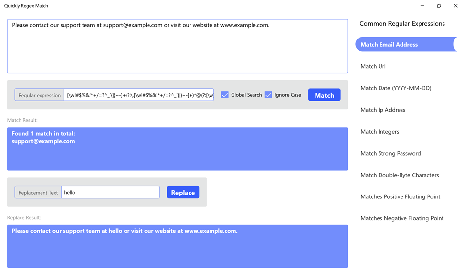 Quickly Regex Match (Windows) Tekijänä: MeetmeXM Technology Co., Ltd