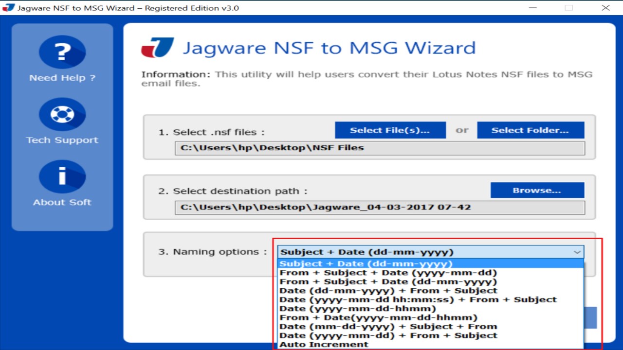 Snapshot 5 of Jagware NSF to MSG Converter