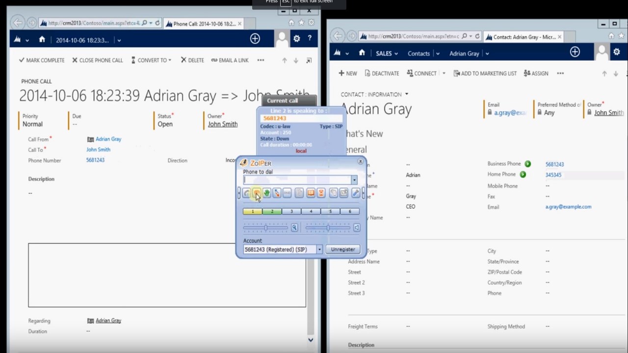 Snapshot 1 of PBX Asterisk + Microsoft Dynamics 365 Integration