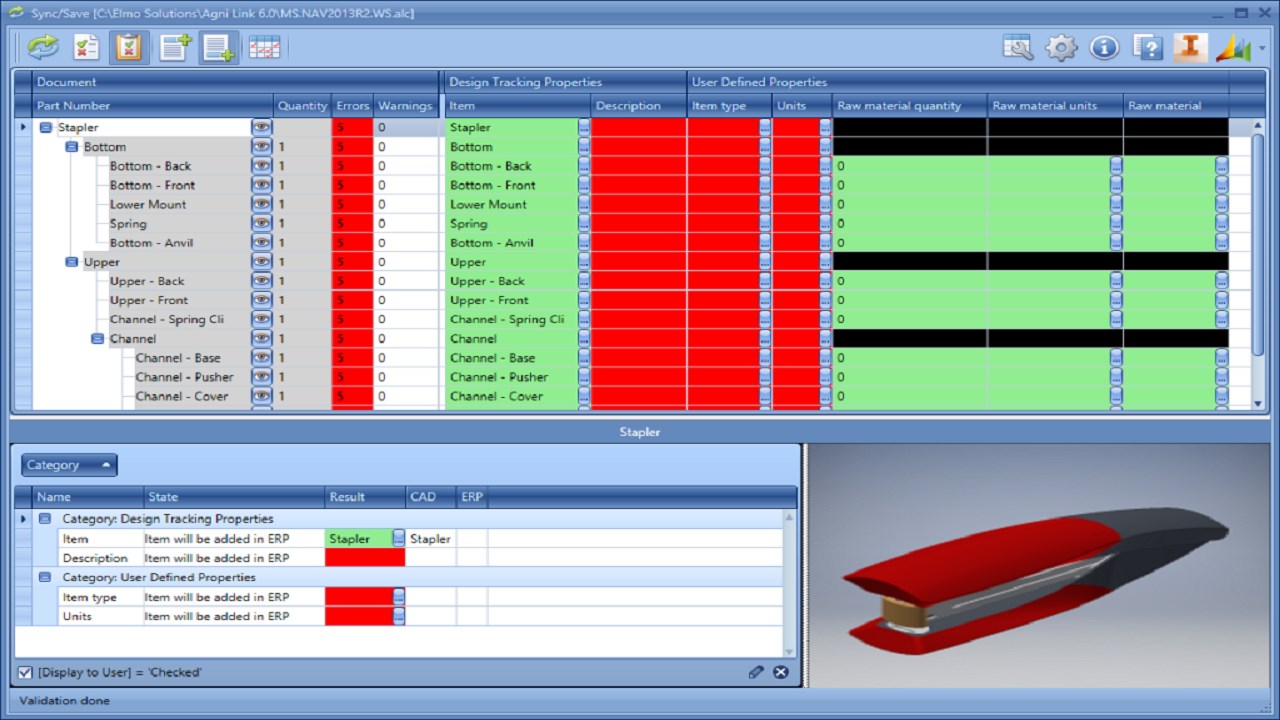 Snapshot 4 of ERP Link for Solidworks, Autodesk, Siemens, PTC, EPLAN