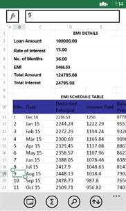EMI Table Chart screenshot 2