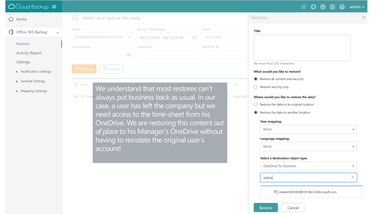 Snapshot 6 of Cloud Backup for Microsoft 365