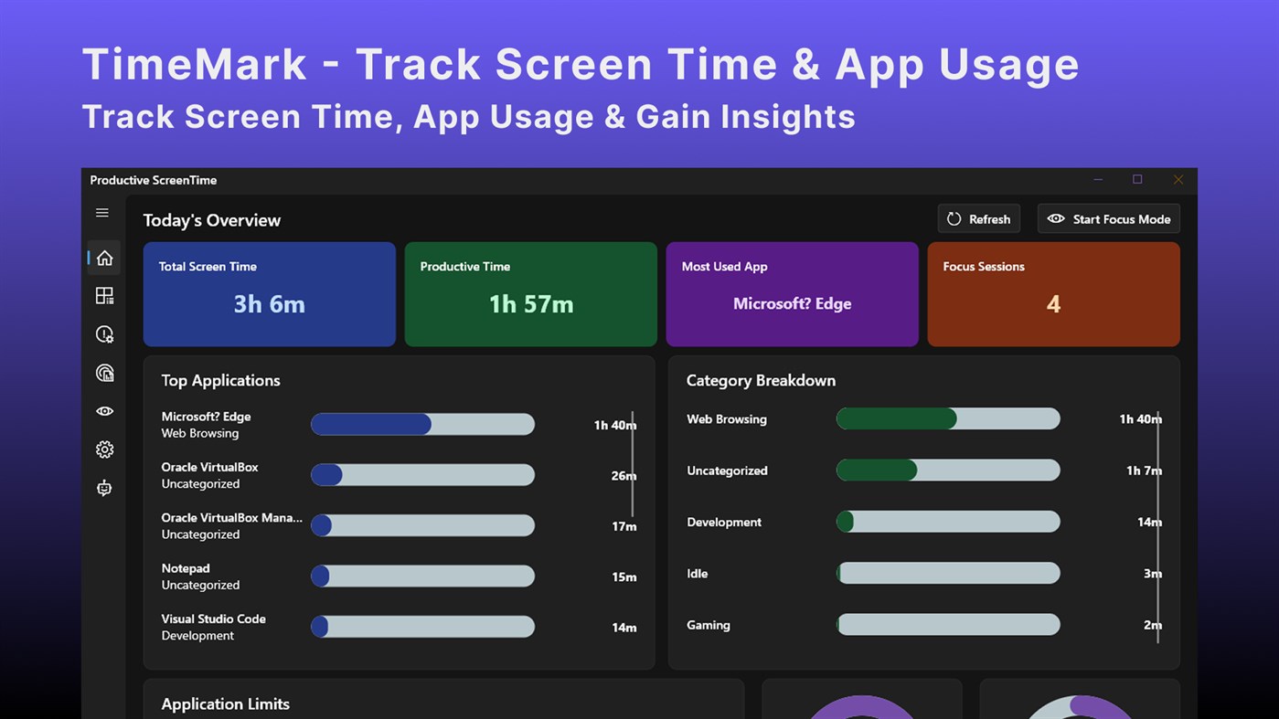 #1. TimeMark - Track Screen Time & App Usage (Windows) Av: Harmanita