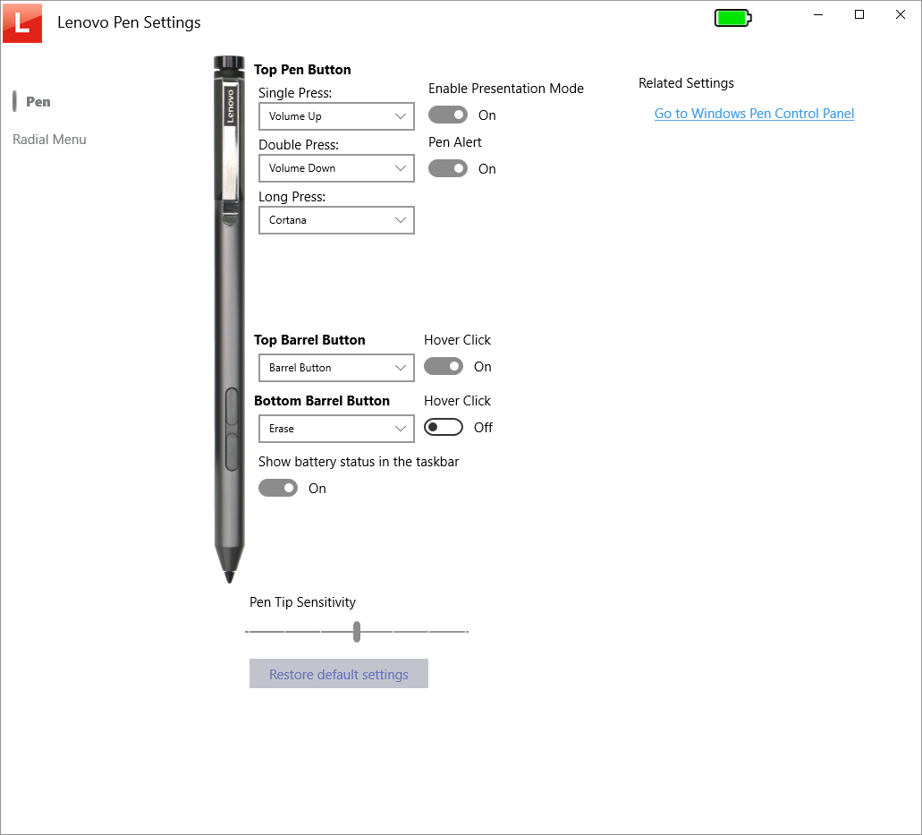 Lenovo Pen Settings – Microsoft Apps