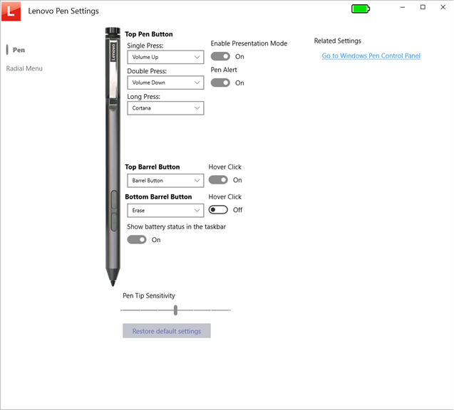 Lenovo Pen Settings_1