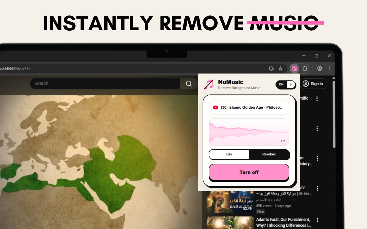 NoMusic - Watch Any Video Without Background Music