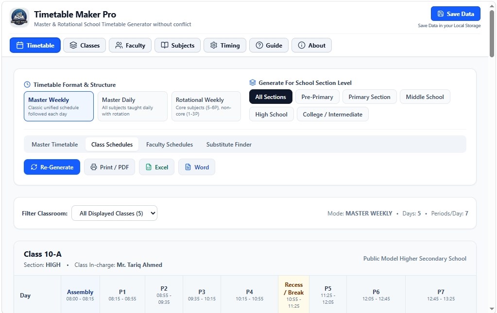 Timetable Maker Pro screenshot
