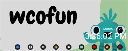 Wcofun Watch - Watch Cartoons and Anime 1080p New Tab marquee promo image