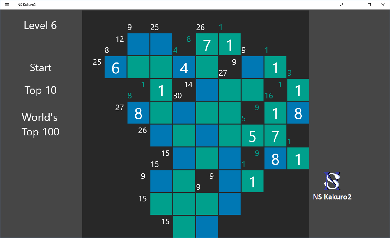 #2. NS Kakuro2 (Windows) 来自: Seppo Neijonen