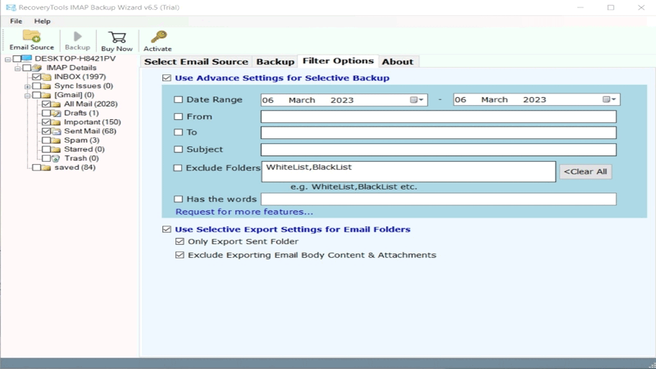 Snapshot 6 of RecoveryTools IMAP Backup Software