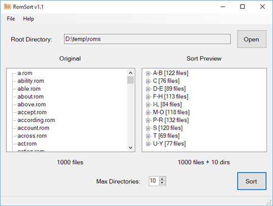 RomSort screenshot 1