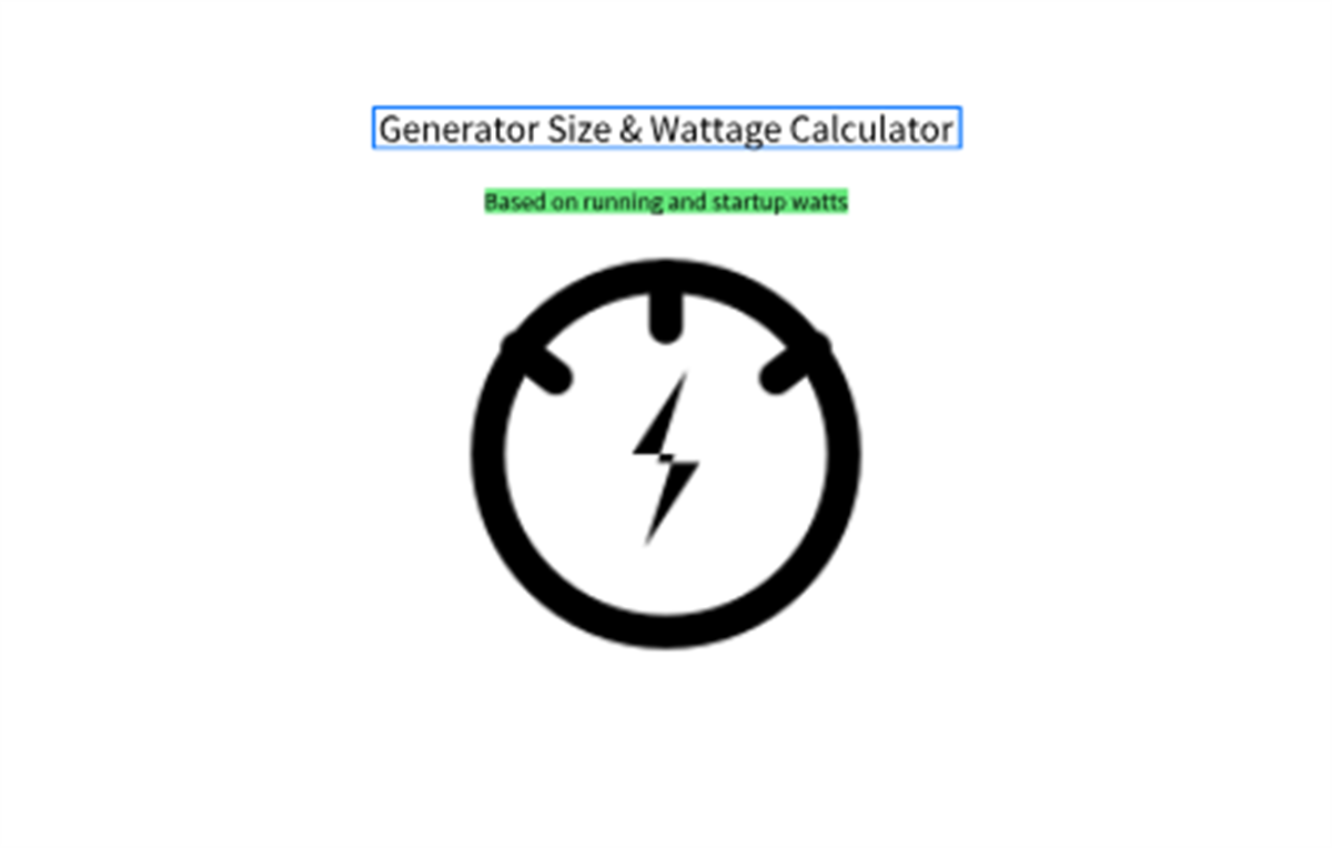 Generator Size & Wattage Calculator
