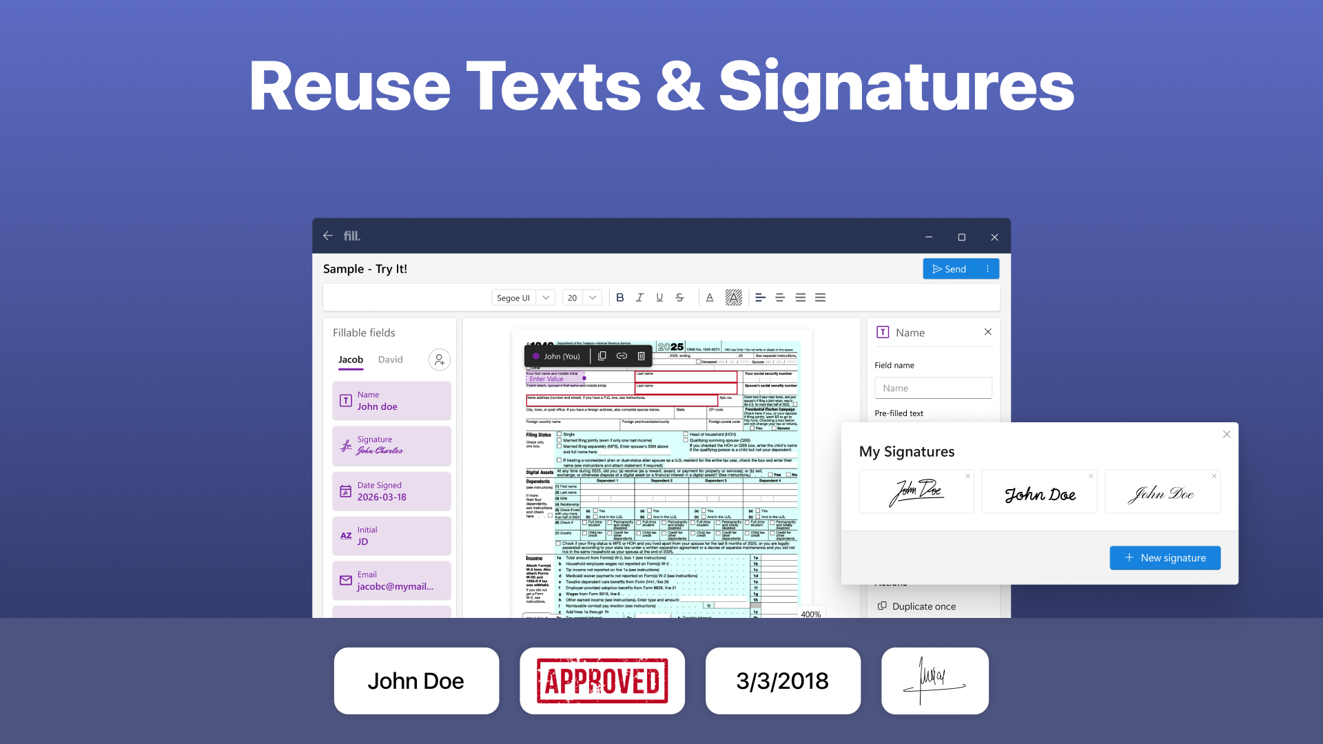 Fill, Sign & Edit PDF: e Signature screenshot
