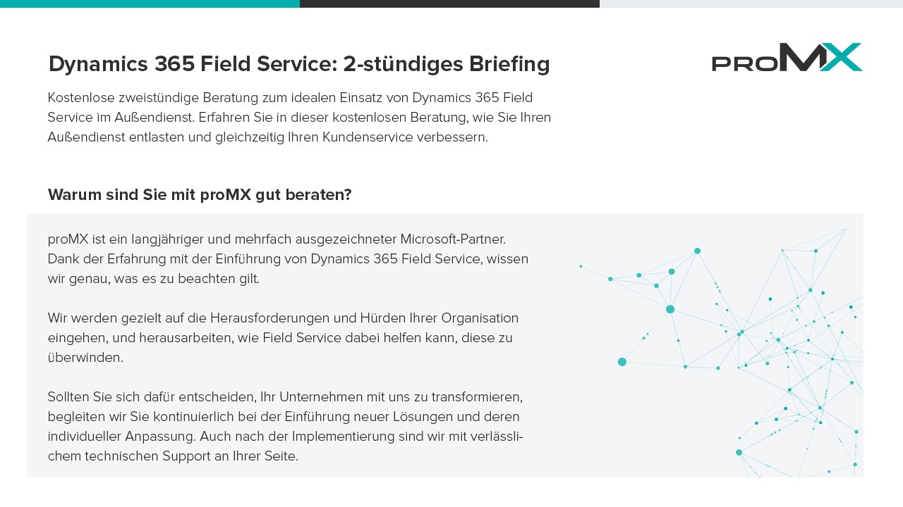 Snapshot 1 of Dynamics 365 Field Service: 2-stündiges Briefing