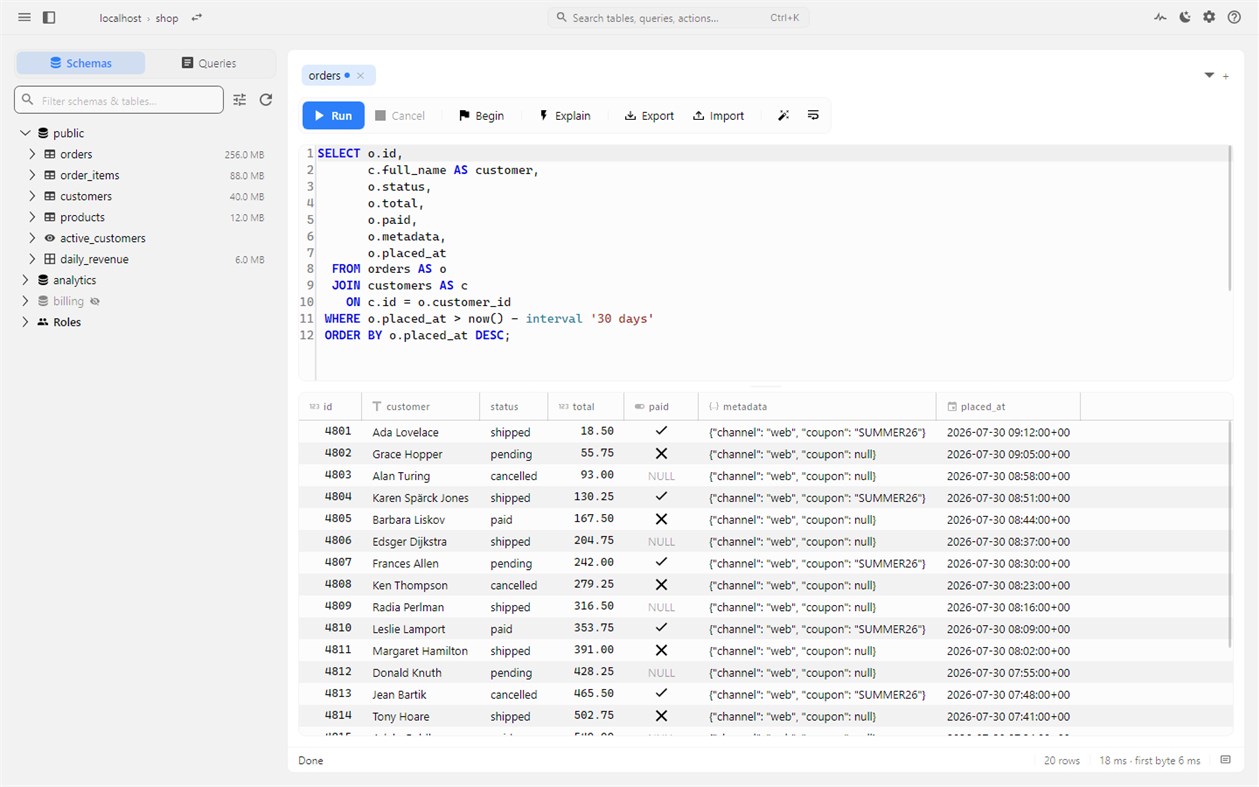 #1. pgNimbus - PostgreSQL Client (Windows) Av: Dmitrii Shmanev