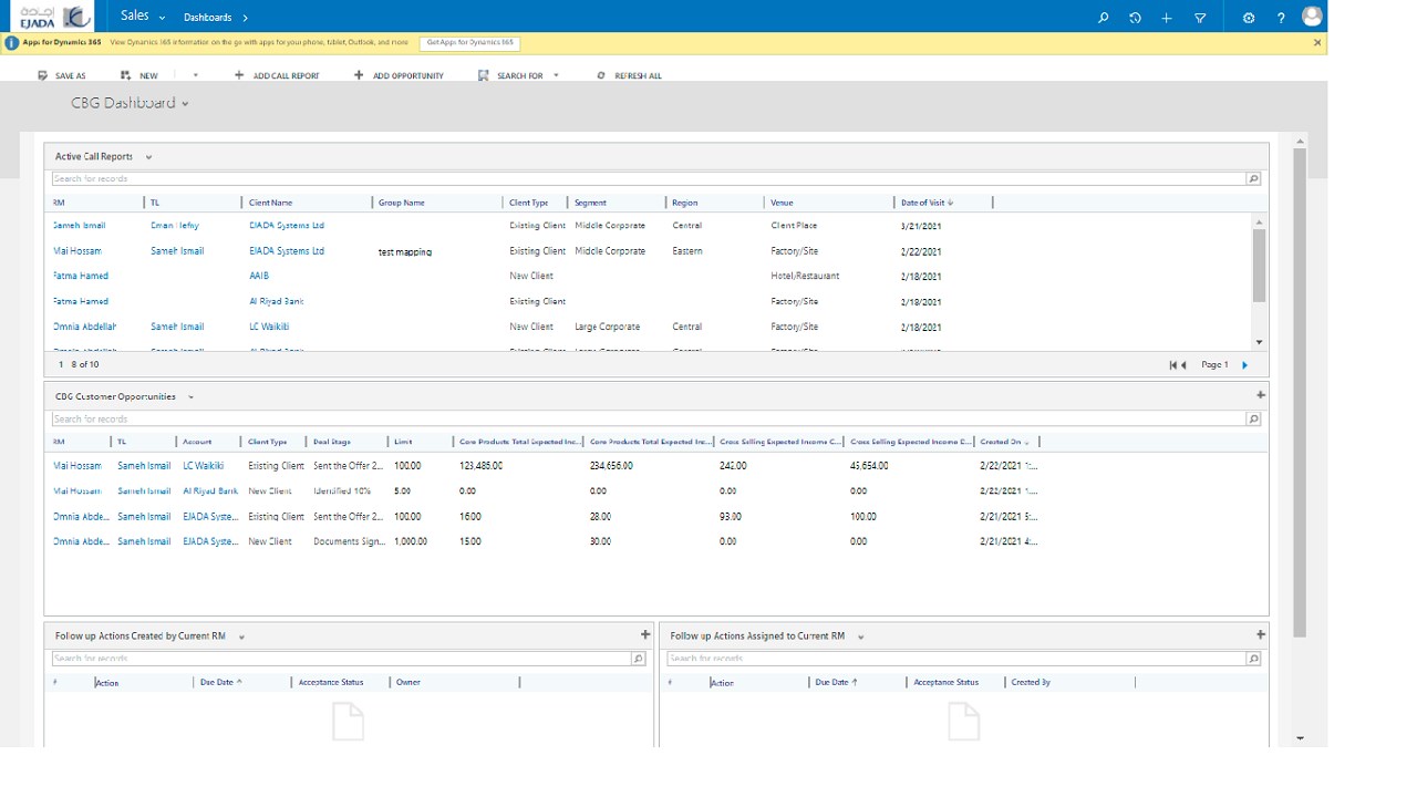Snapshot 2 of EJADA Corporate Banking Relationship Officer Kit