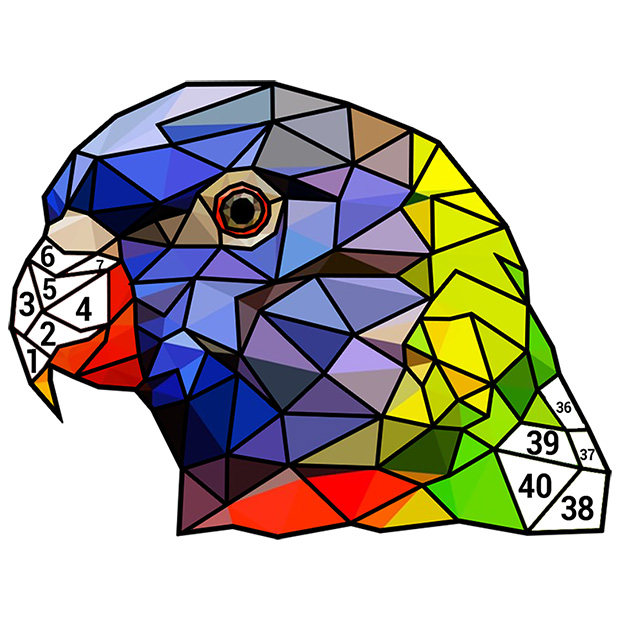 Animals Poly Art - Color by Number , Coloring Puzzle