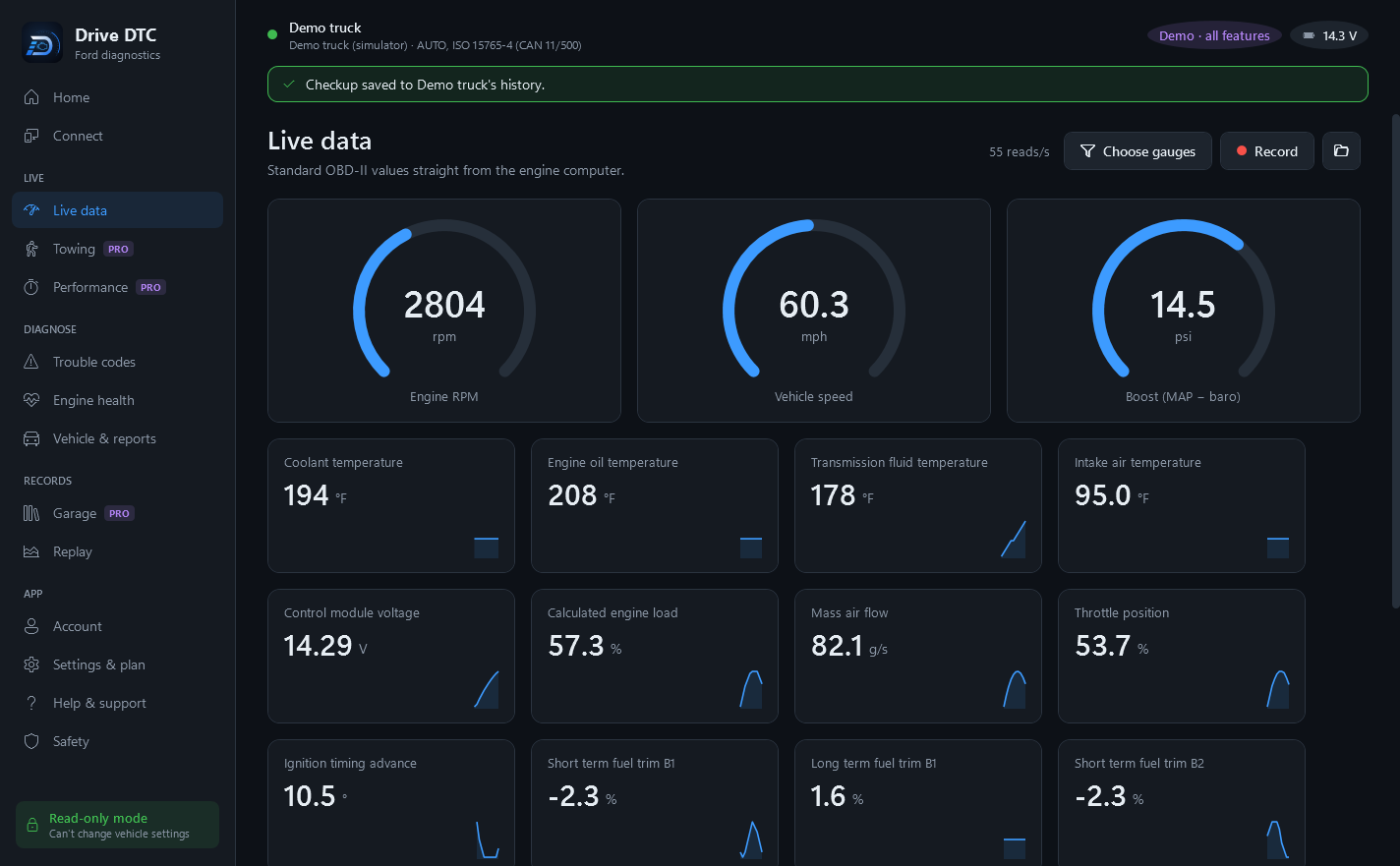 Drive DTC screenshot
