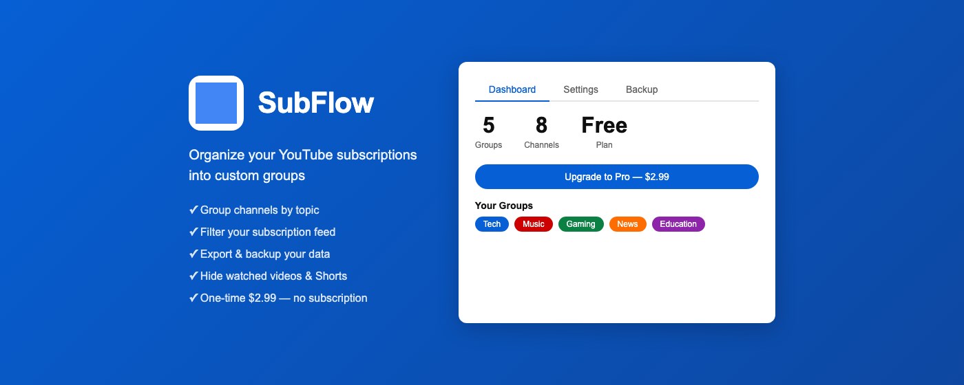 SubFlow — YouTube Subscription Manager
