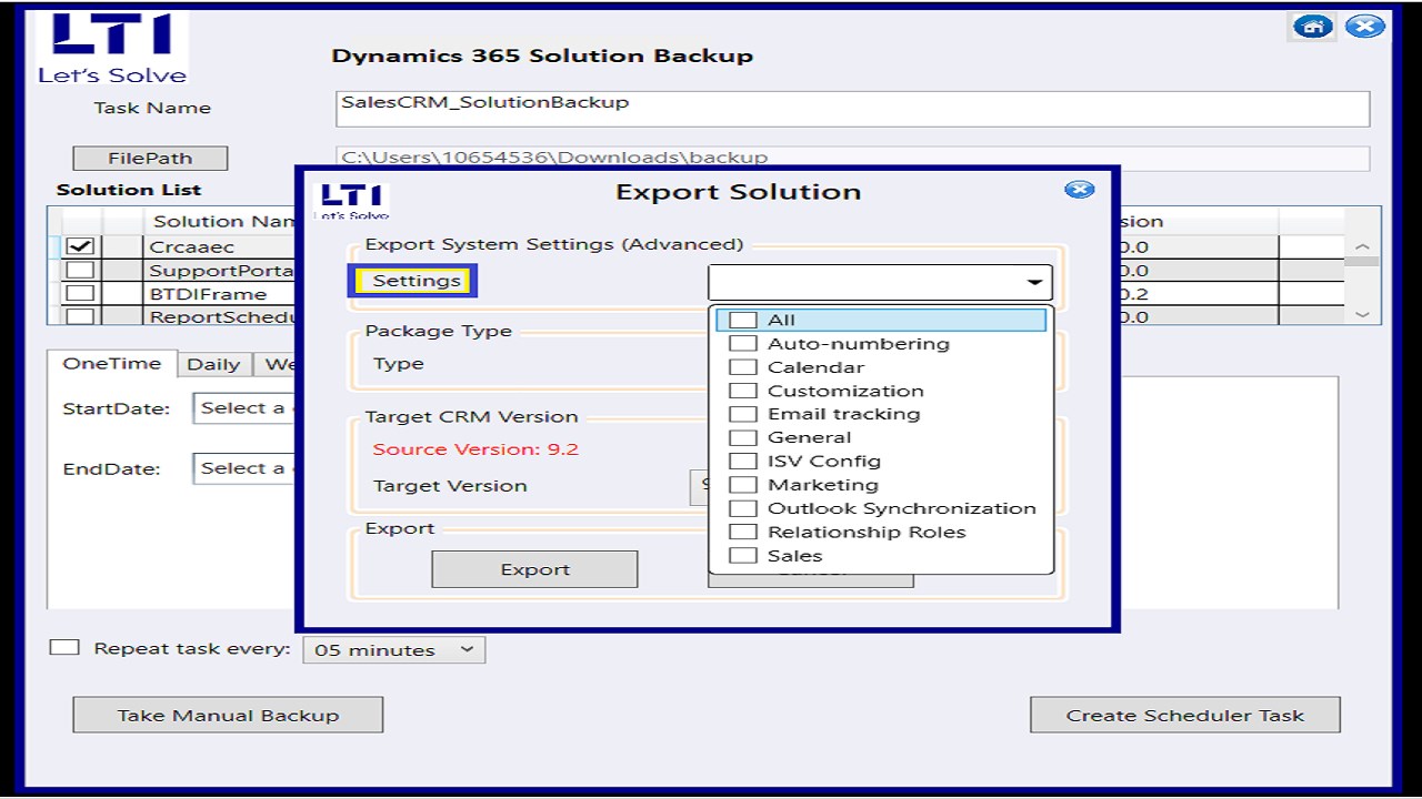Snapshot 5 of Dynamics365 Solution Backup-2 Week implementation