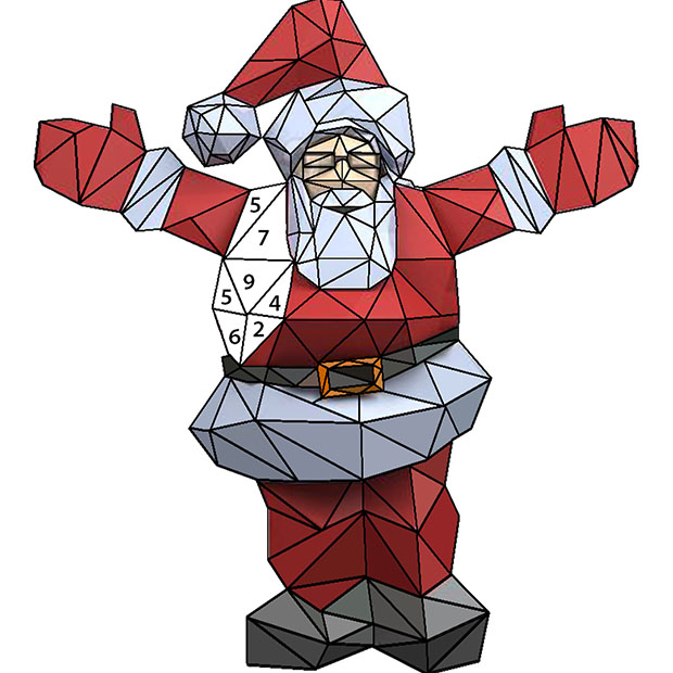 Christmas Poly Art - Color by Number , Coloring Puzzle