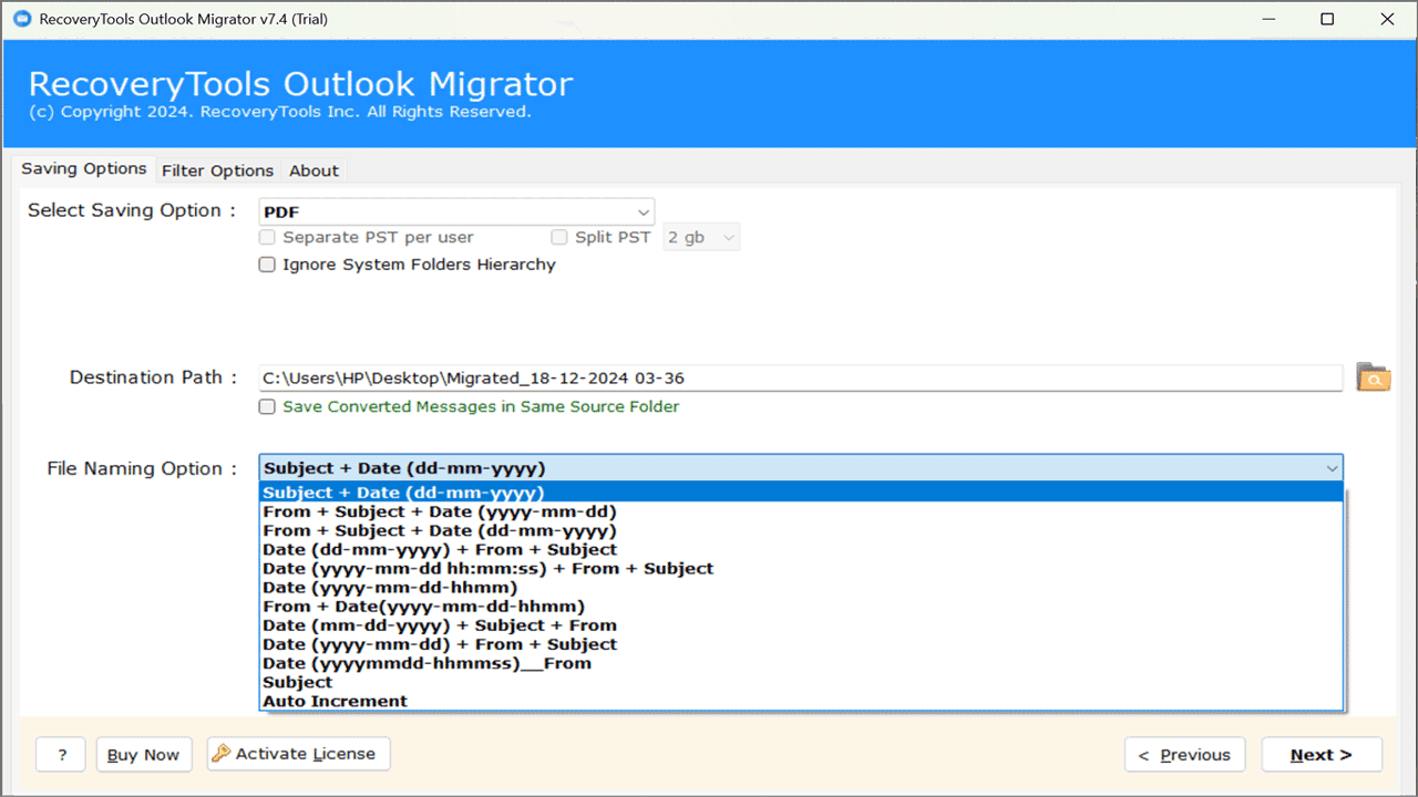 Snapshot 5 of RecoveryTools for PST to CSV Converter Tool