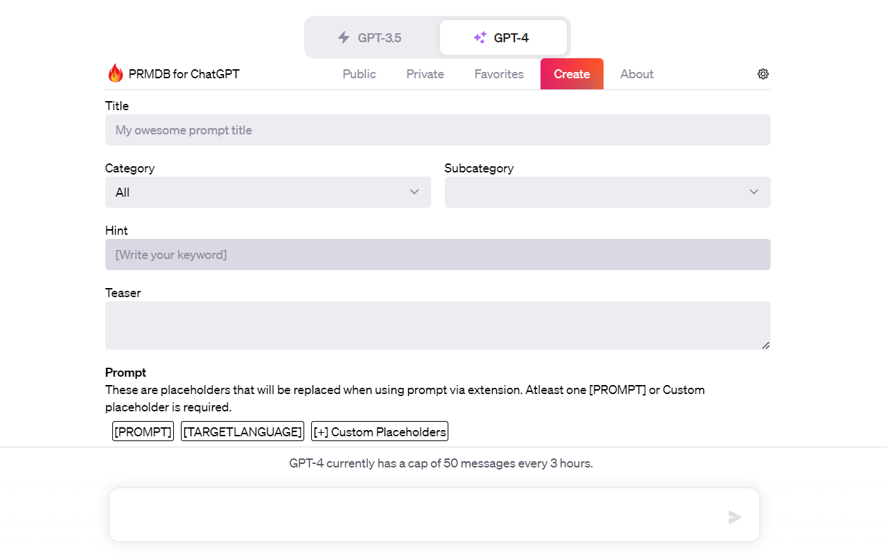 PRMDB - Prompts Database for ChatGPT