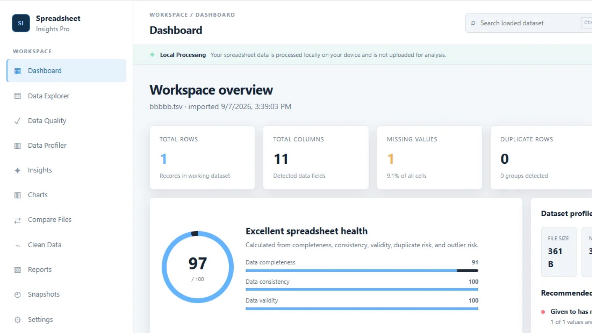 Spreadsheet Insights Pro screenshot