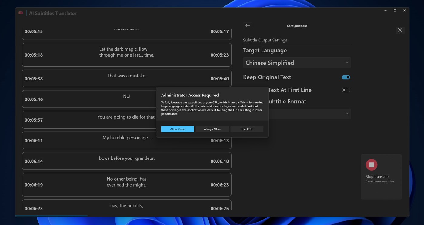 #2. AI Subtitle Translator (Windows) Von: parmata