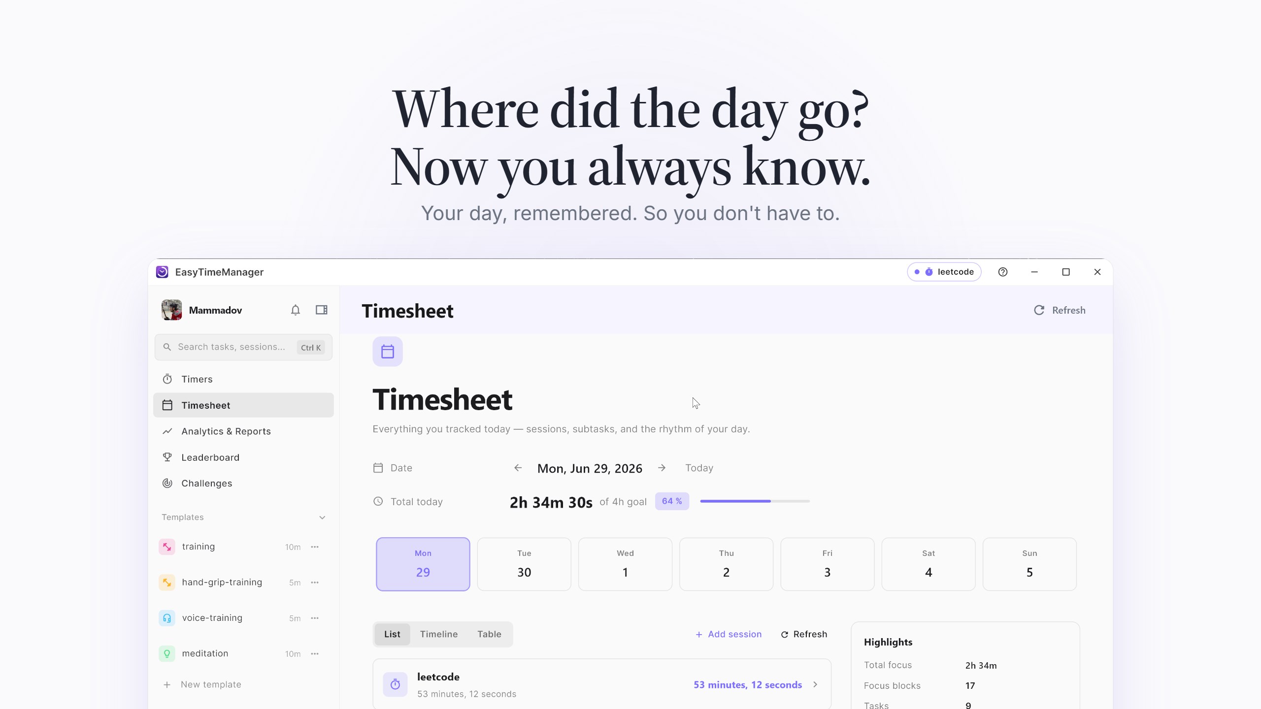 EasyTimeManager: Track Time , Stay in Flow screenshot