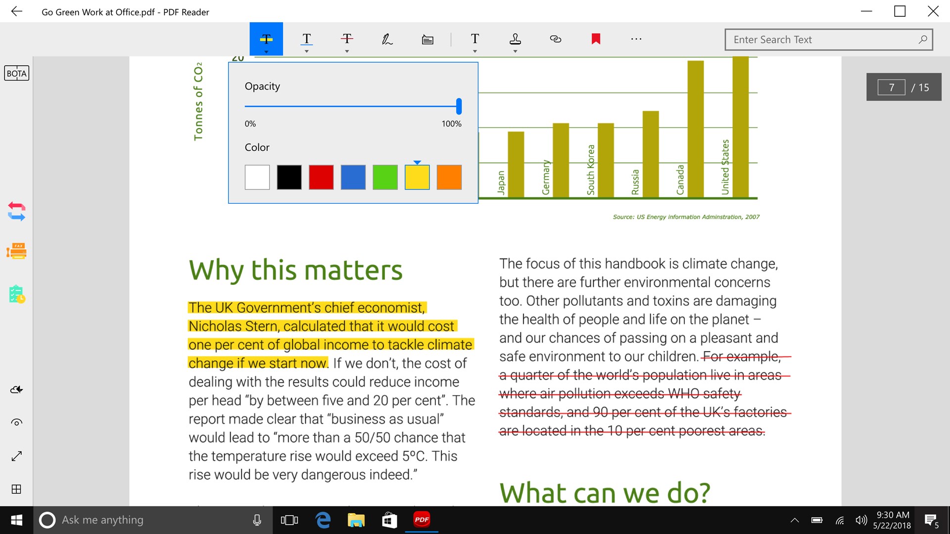 Screenshot: Annotate with highlight, underline, and strikethrough with adjustable colors and opacity