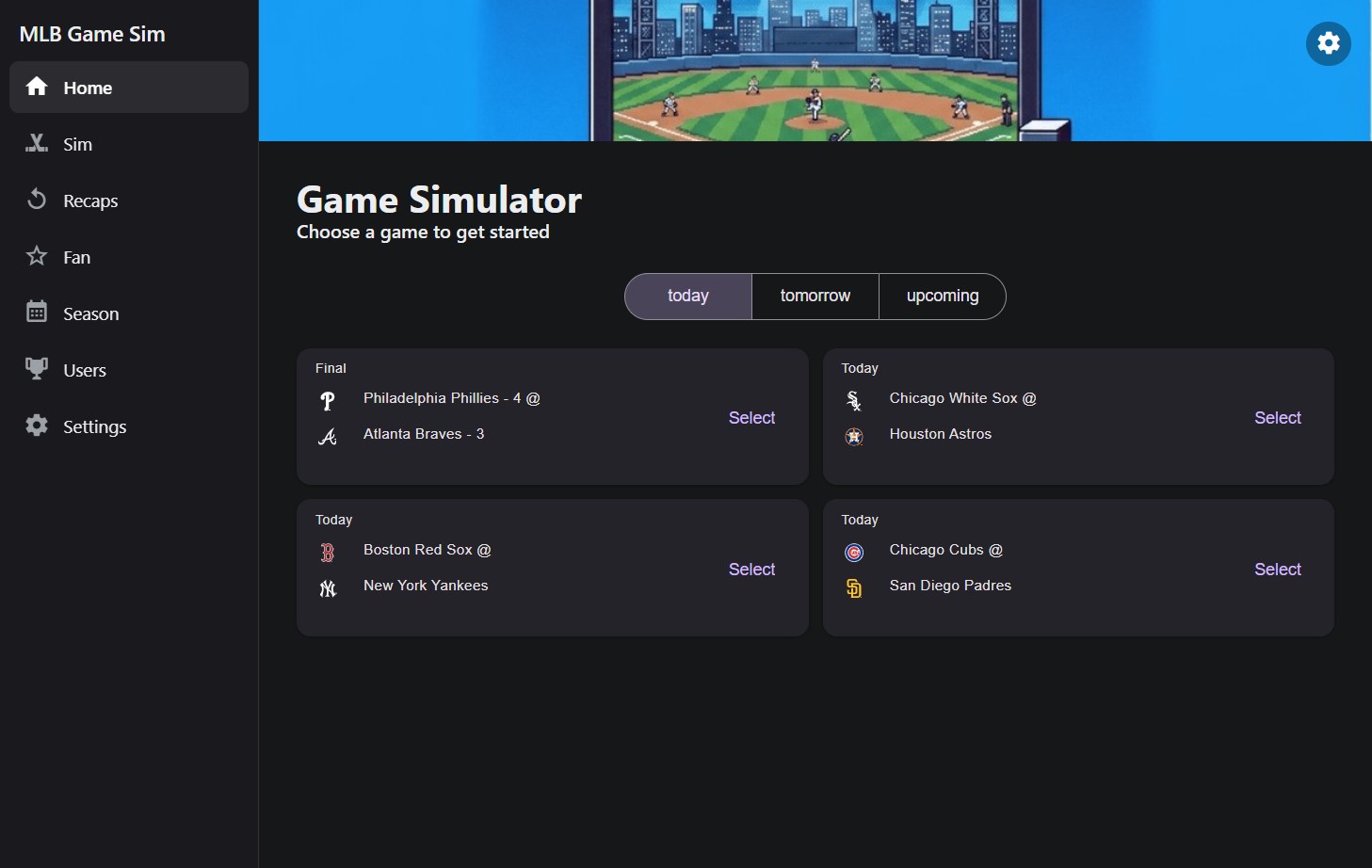 MLB Game Sim screenshot