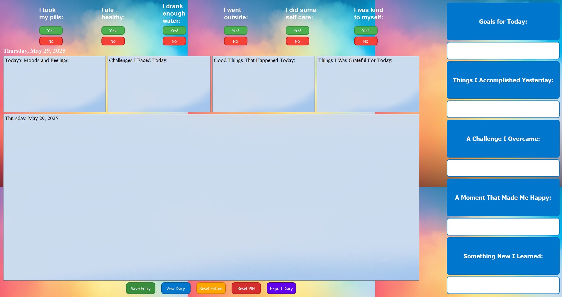 Neurodivergent Diary, Gratitude Journal and Habit Tracker screenshot
