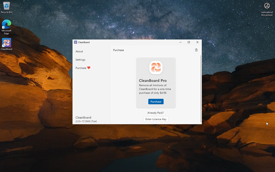 CleanBoard settings