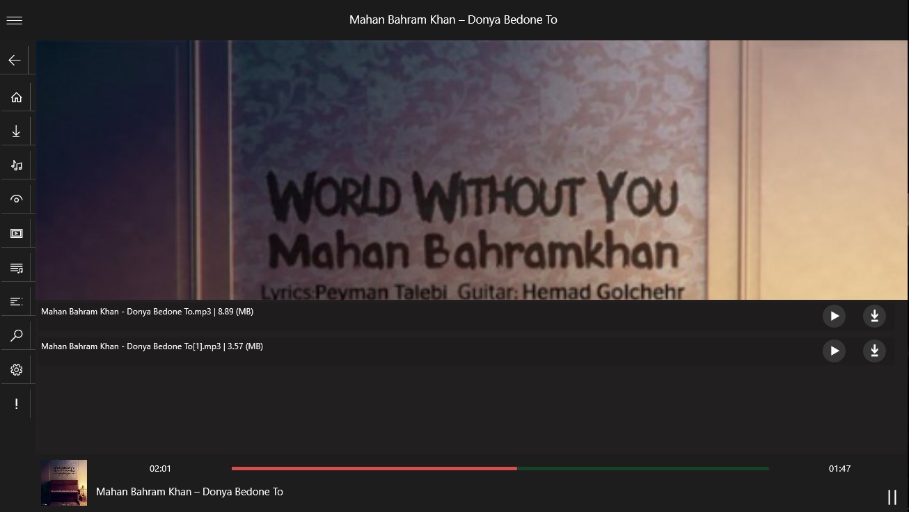 Screenshot: Show information and play or download (Big)