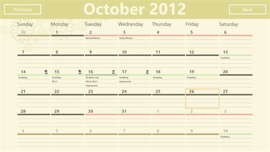Ovulations Calendar screenshot 1