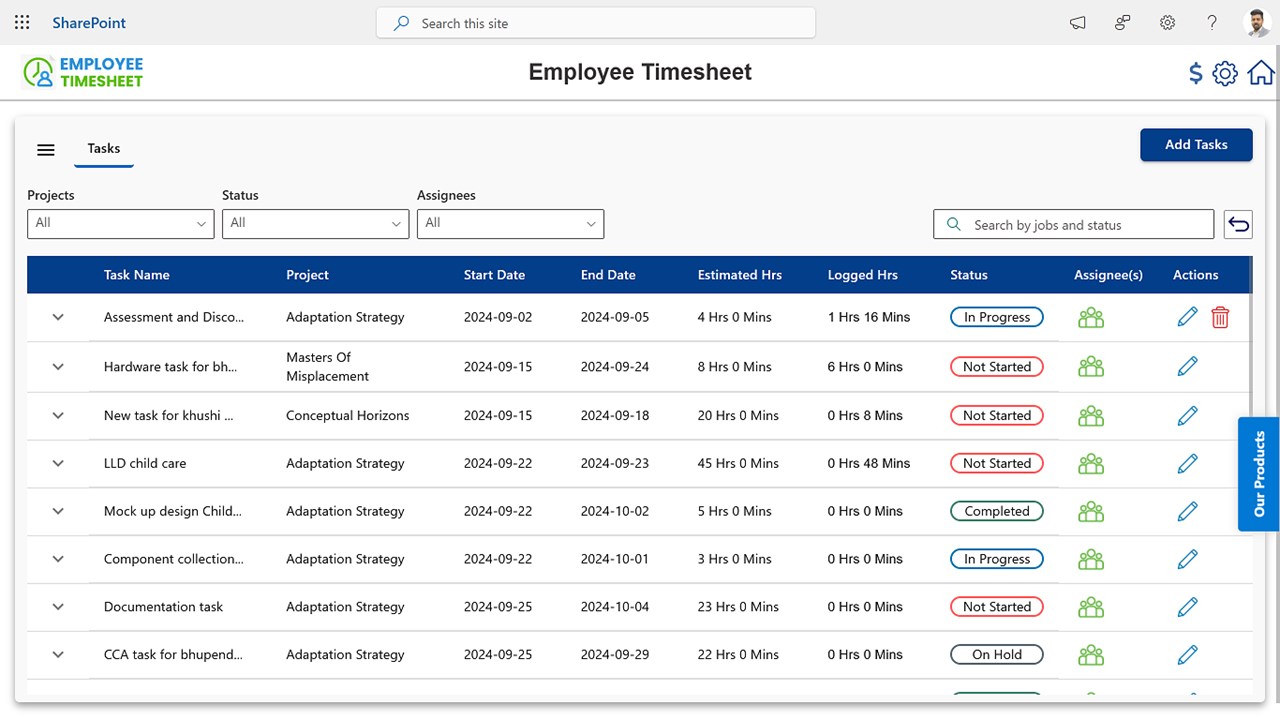 Snapshot 1 of Employee Timesheet App: Track Time & Tasks Easily
