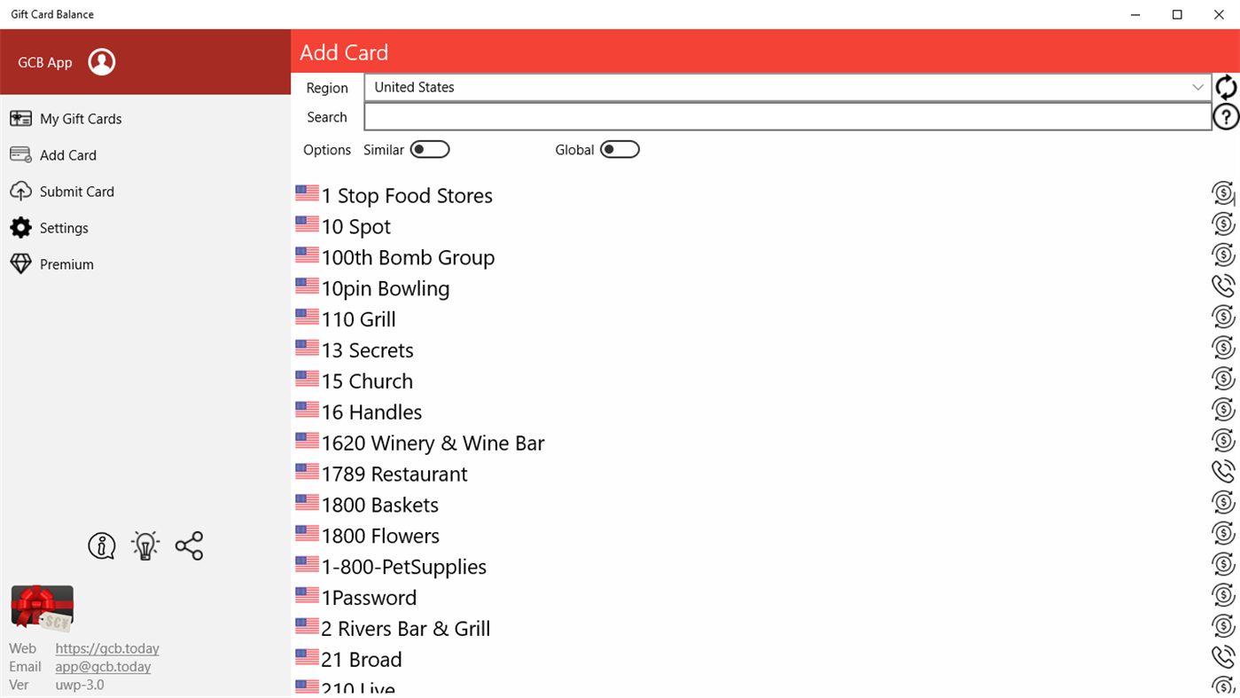 #5. Gift Card Balance+ (Windows) By: Aifen App