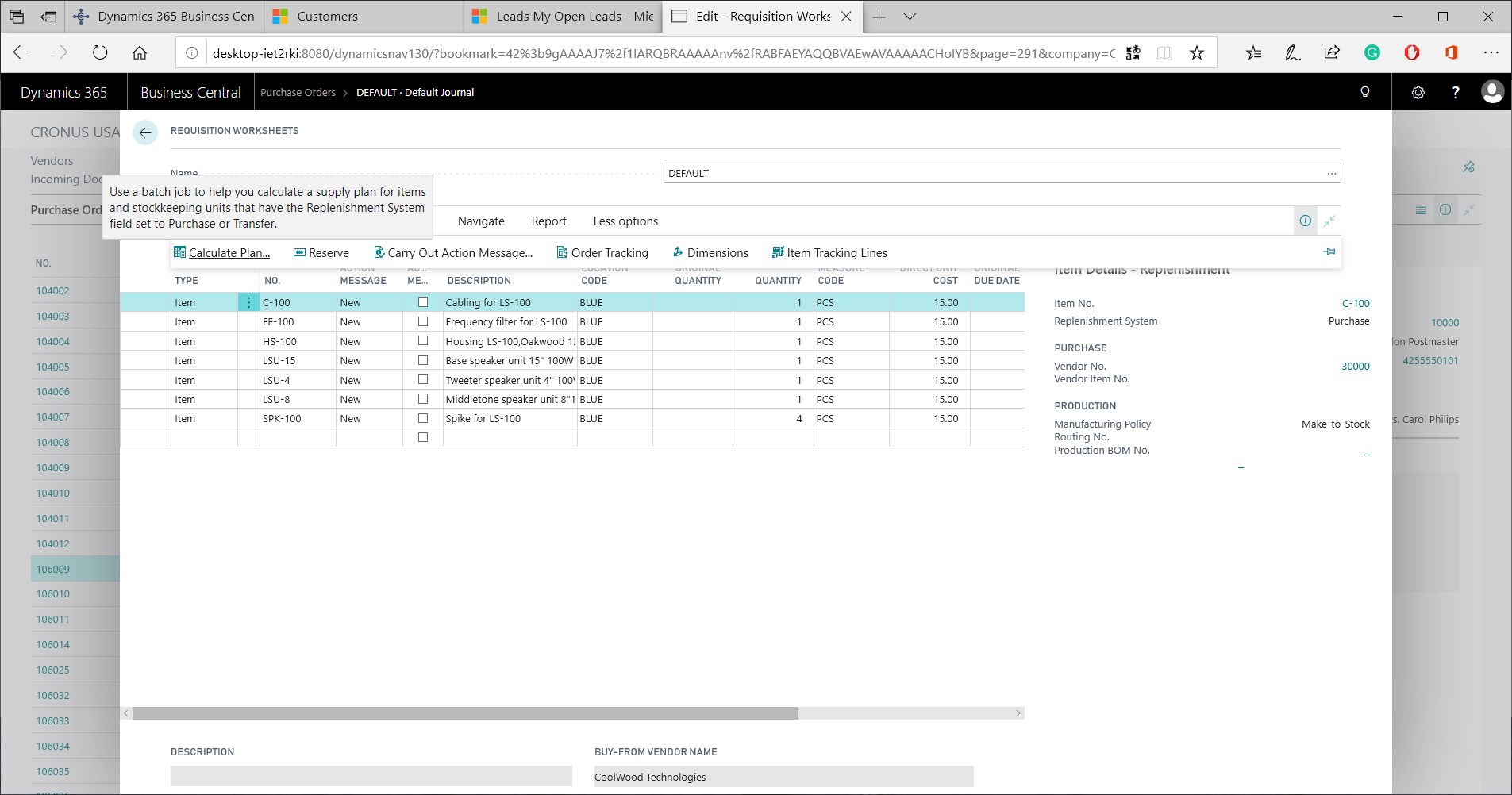 Snapshot 3 of Business Central Distribution: 1-Hr Assessment