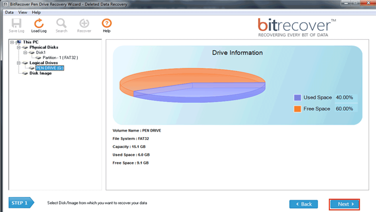Snapshot 3 of BitRecover Pen Drive Recovery Software