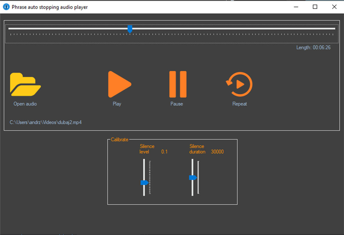 #2. Phrase auto stopping audio player (Windows) Door: QSMobi